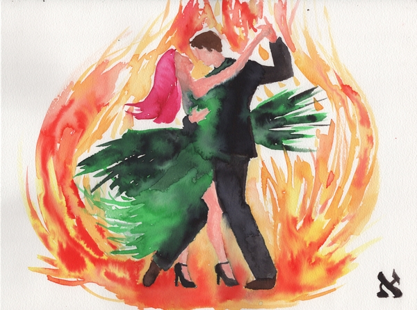 Title: A Ballad in Flames
Date: 2025-04-17
Series: watercolor
Description: This painting accompanies a poem in my writing essay.
