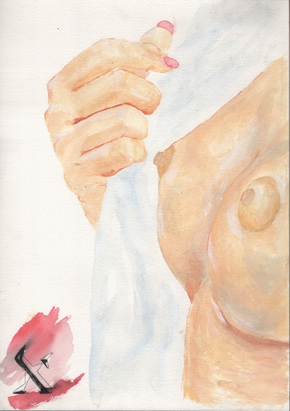 Title: Nude Female
Date: 2025-12-08
Series: watercolor
Description: This painting marked the beginning of consolidating the new volumetric techniques and forms, and it is part of the Kafka's Forbidden Poems saga.